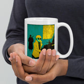 NS-836 glossy white coffee mug on a wooden table